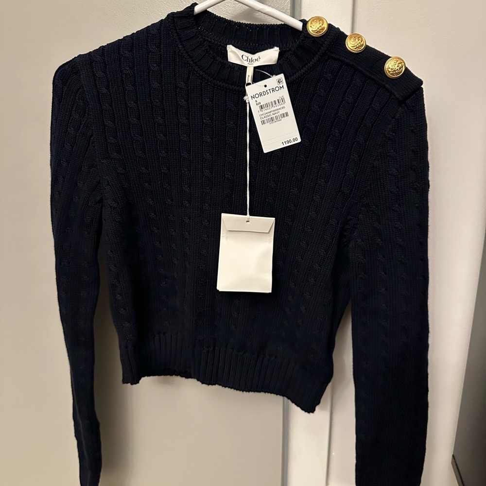 Chloe Black Sweater with Gold Buttons